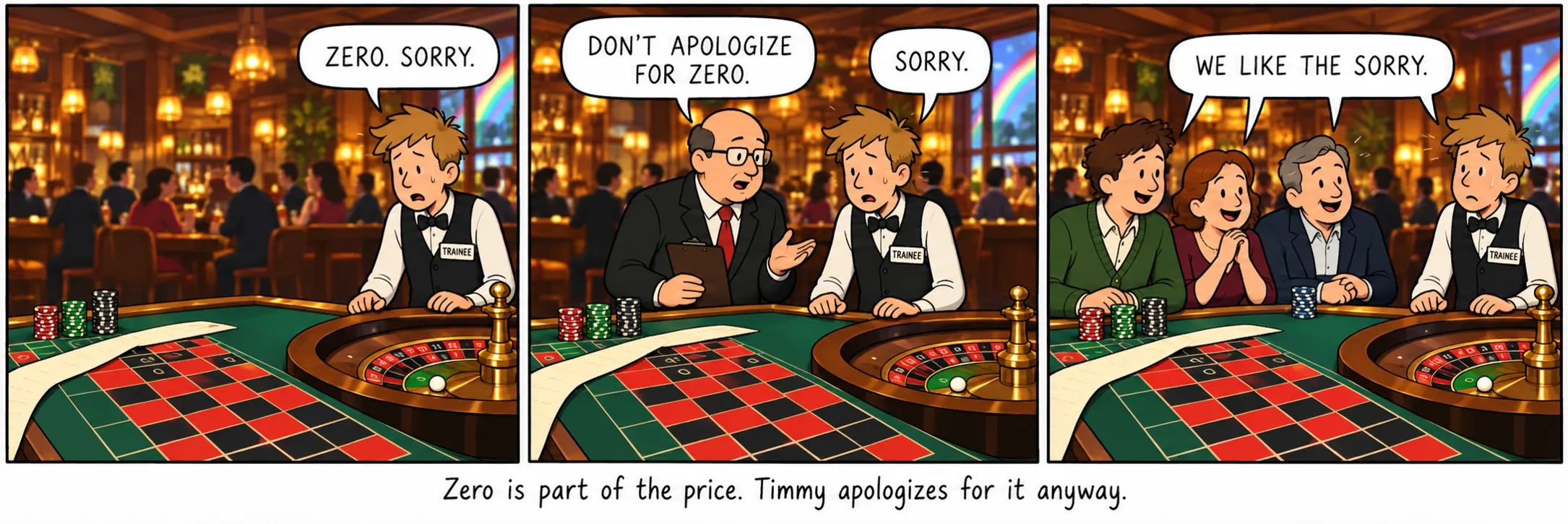 Núllið er hluti af verðinu. Timmy biðst samt afsökunar á því.